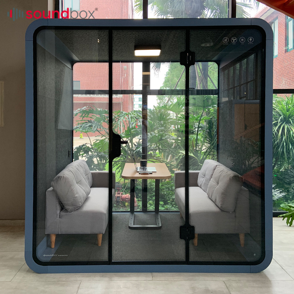 2021 Minimalist Soundproof Booth 4 Seat Office Pods Private Phone Booth Soundproofing Acoustic Cabin