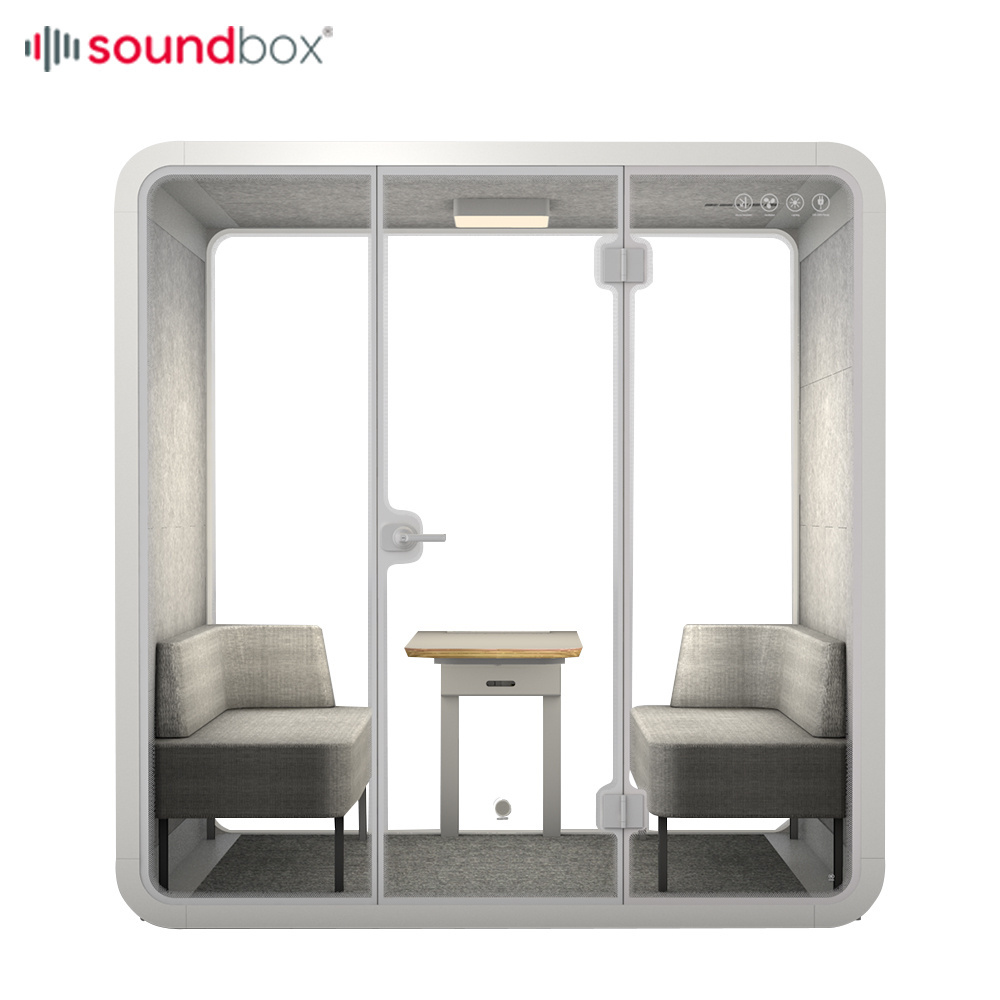 2021 Minimalist Soundproof Booth 4 Seat Office Pods Private Phone Booth Soundproofing Acoustic Cabin