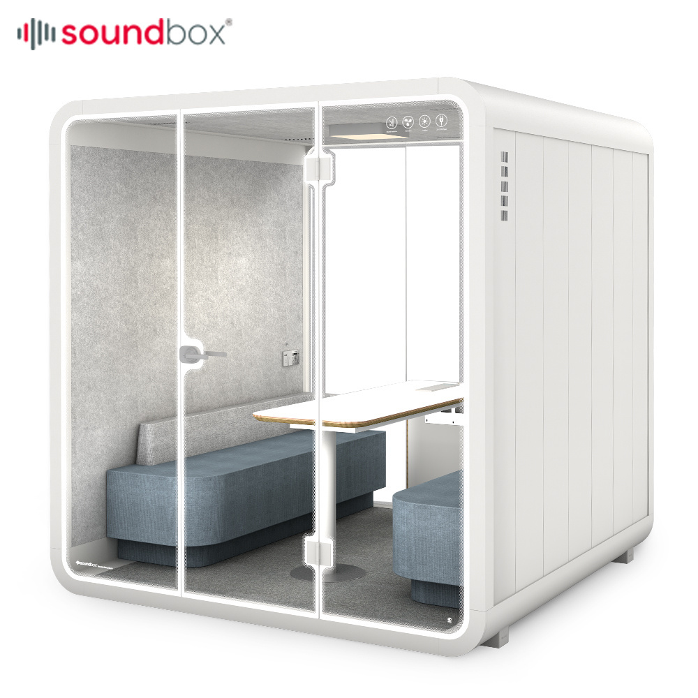 2021 Minimalist Soundproof Booth 4 Seat Office Pods Private Phone Booth Soundproofing Acoustic Cabin