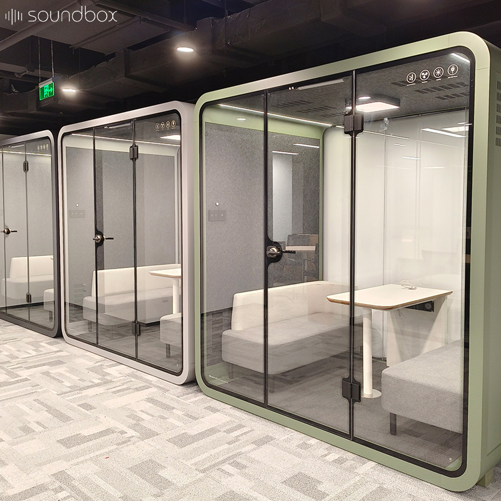 Meeting pod for 4 person silence booth sofa set office furniture work room sound proof pods