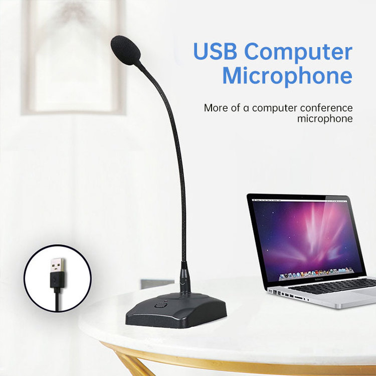 Best Gooseneck Microphone Wired Audio Low Noise Voice Hands Free Mic Desktop  Conference Dynamic All-Directional Microphone