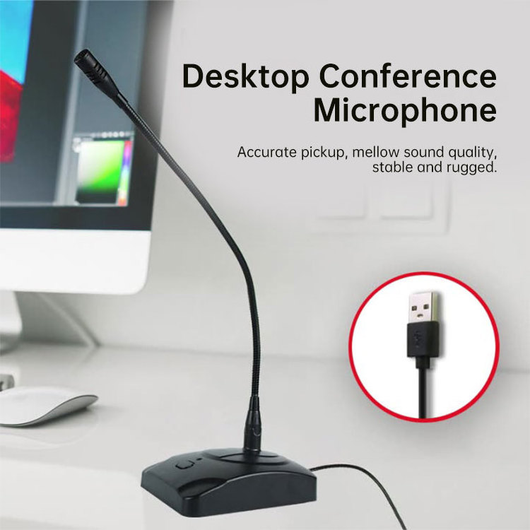 Best Gooseneck Microphone Wired Audio Low Noise Voice Hands Free Mic Desktop  Conference Dynamic All-Directional Microphone