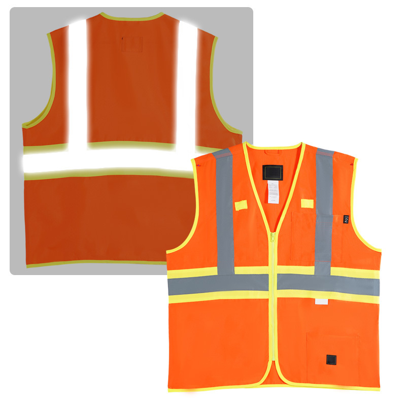 Hivis Workwear Construction Clothing Lighted High Vis Orange Safety Vest