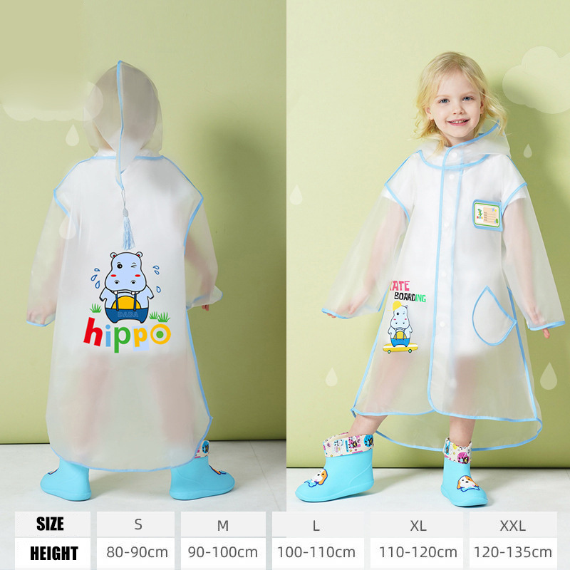 Children Primary School Students Full Body Backpack Waterproof Raincoatswear Rain Poncho Print Kids Raincoat Clear