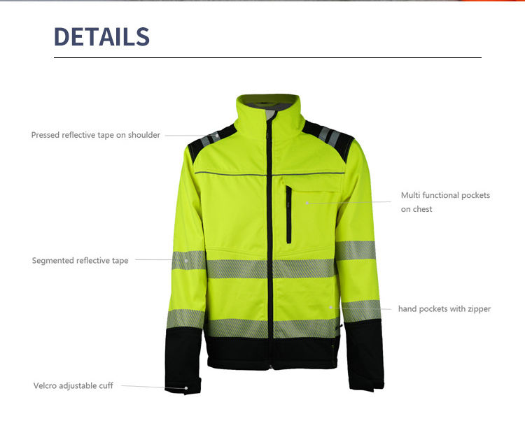 ODM High Visibility Softshell Waterproof Construction Clothing Workwear Uniform Safety Reflective Jacket