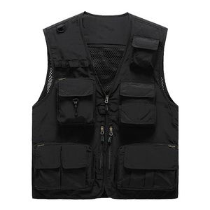 New Multi Pocket Thin Trendy Breathable Sleeveless Jacket Customized Work Vest With Logo For Men