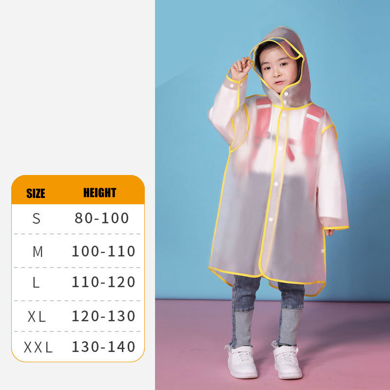 Children Primary School Students Full Body Backpack Waterproof Raincoatswear Rain Poncho Print Kids Raincoat Clear