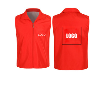 Volunteer Workwear Customized Logo Advertising Vest Supermarket Work Clothes Safety Vest With Zipper