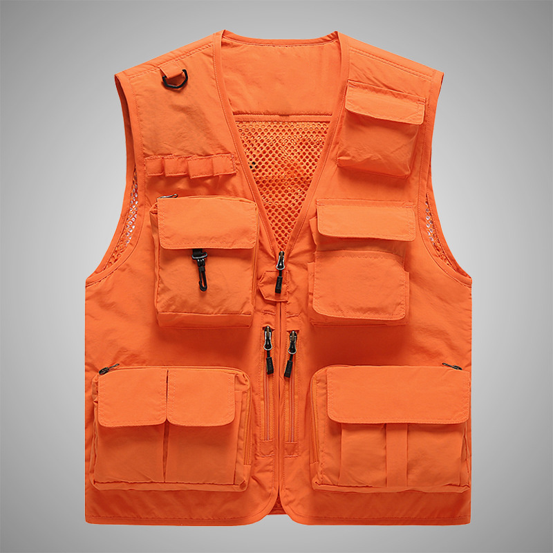 New Multi Pocket Thin Trendy Breathable Sleeveless Jacket Customized Work Vest With Logo For Men