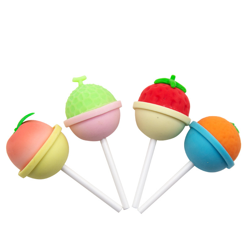 Hot sell wholesale custom Ice cream Lollipop Candy Popsicle shape cute eraser for children PVC material 3D Pencil eraser for kid