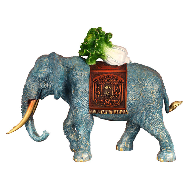 Fengshui Elephant Decoration Statues Decor Chinese Attract Wealth And Good Luck Brass Elephant Bleu Feng Shui x6 X 6