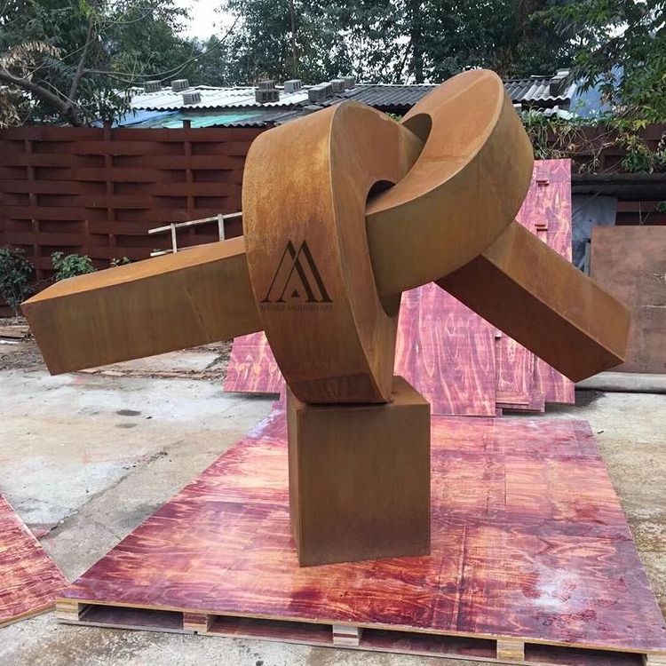 Custom Garden Outdoor Statue Escultura De Bola Oca Esculpida Em Aco Corten Metal Hollow Corten Steel Ball Sculpture