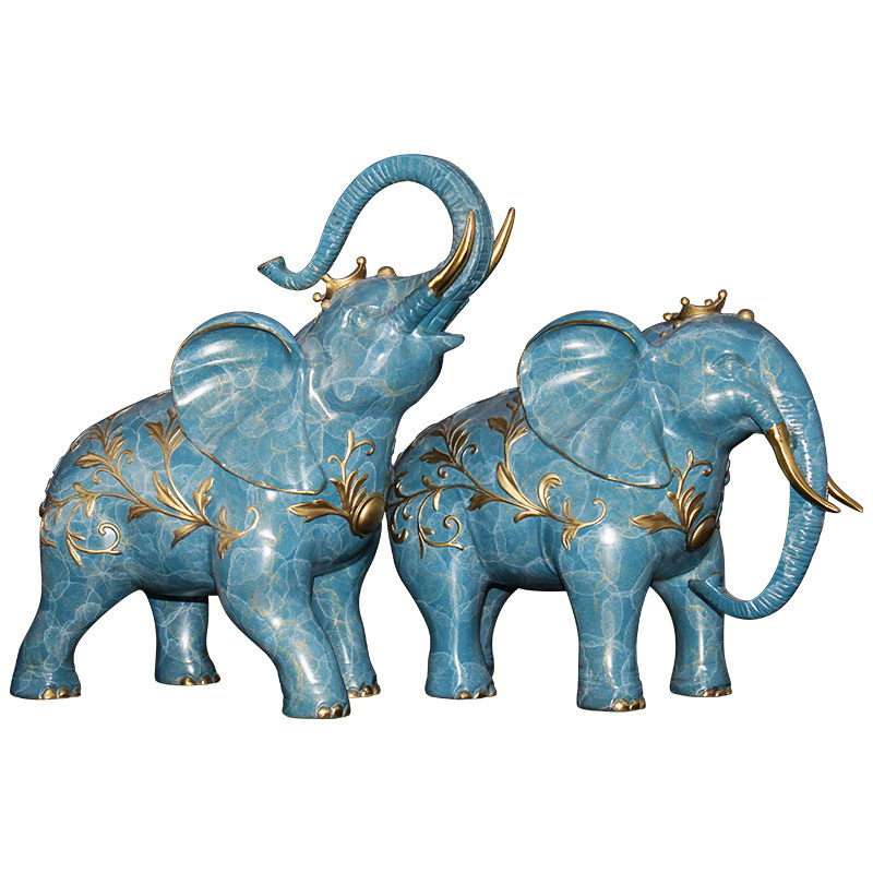 Fengshui Elephant Decoration Statues Decor Chinese Attract Wealth And Good Luck Brass Elephant Bleu Feng Shui x6 X 6