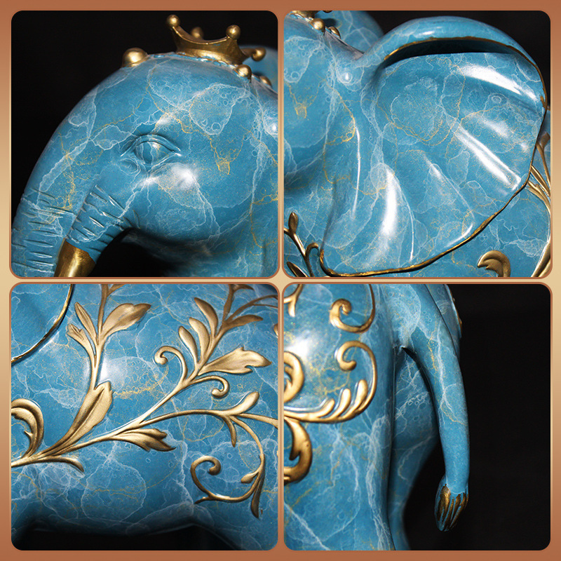 Fengshui Elephant Decoration Statues Decor Chinese Attract Wealth And Good Luck Brass Elephant Bleu Feng Shui x6 X 6