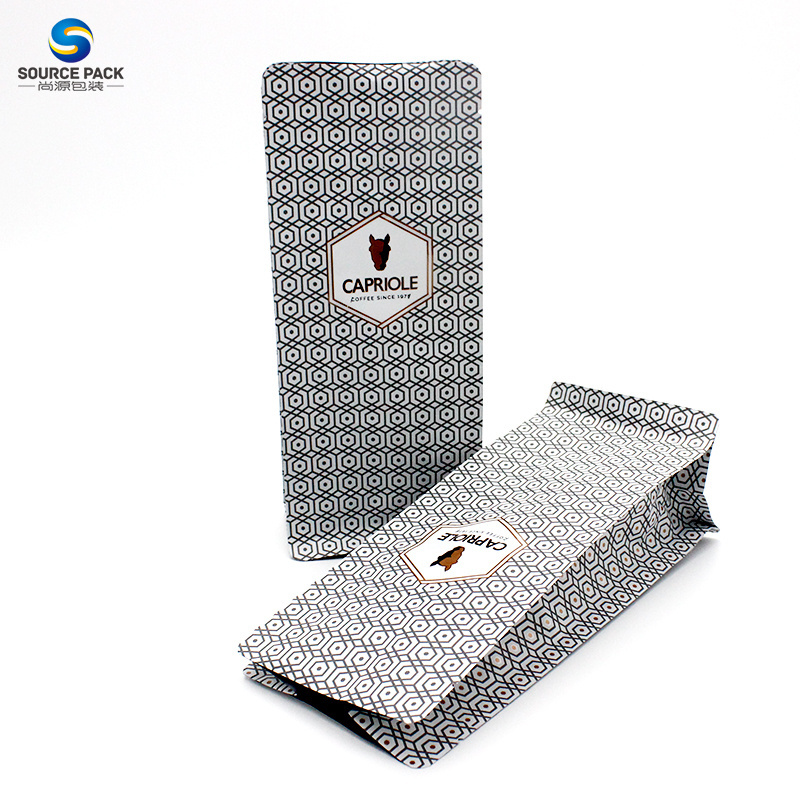 500g Coffee Bean Bag Plastic Pouch  Flat Bottom Resealable Packages Aluminum Foil Package WIth Valve