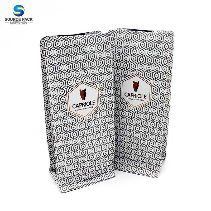 500g Coffee Bean Bag Plastic Pouch  Flat Bottom Resealable Packages Aluminum Foil Package WIth Valve