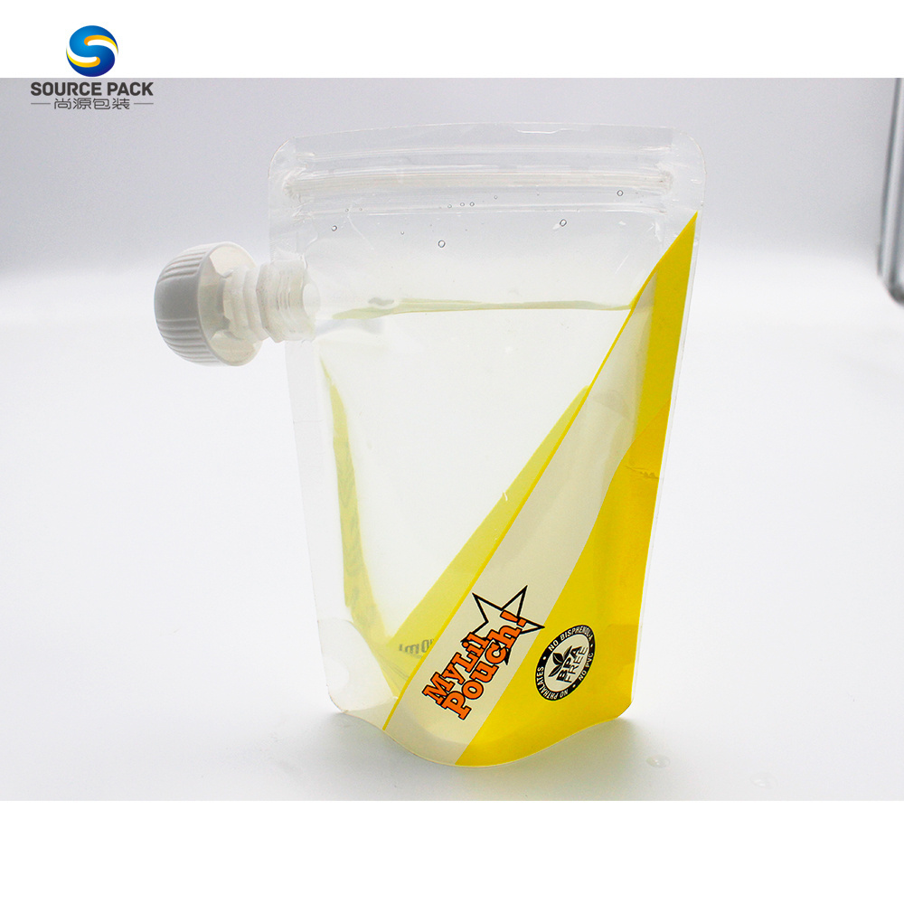 Customized Printed Double Zipper Jolly Reusable Stand Up Baby Food Drink Packaging Pouch With Spout