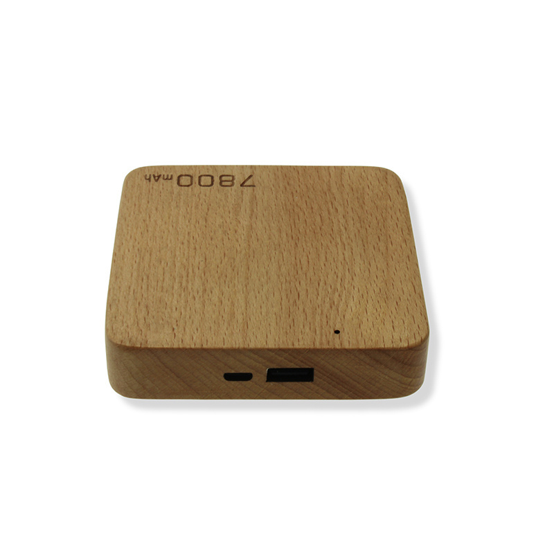 Digital Exports Custom Square Style 7800 Mah High Capacity portable Power bank Wood Mobile Phone Battery Power Bank