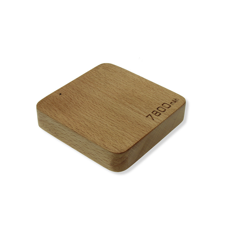 Digital Exports Custom Square Style 7800 Mah High Capacity portable Power bank Wood Mobile Phone Battery Power Bank