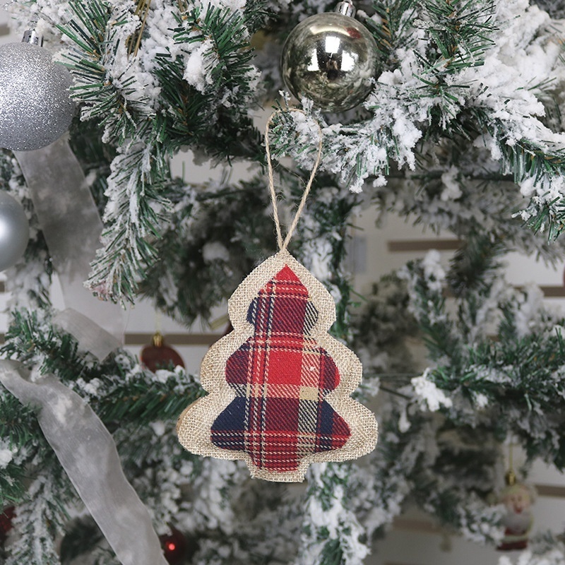 Amazon Hot Sale Christmas Decoration Christmas Pendant Linen Small Christmas Stocking Gift Stocking Pendant