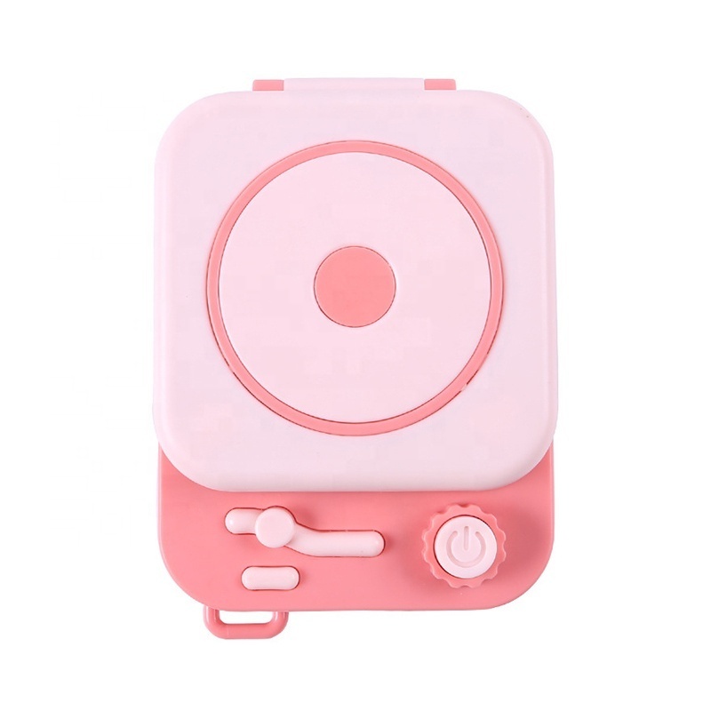 Free Sample Multifunctional Retro Radio Shape USB Mini Fan With Makeup Mirror And Fill Light