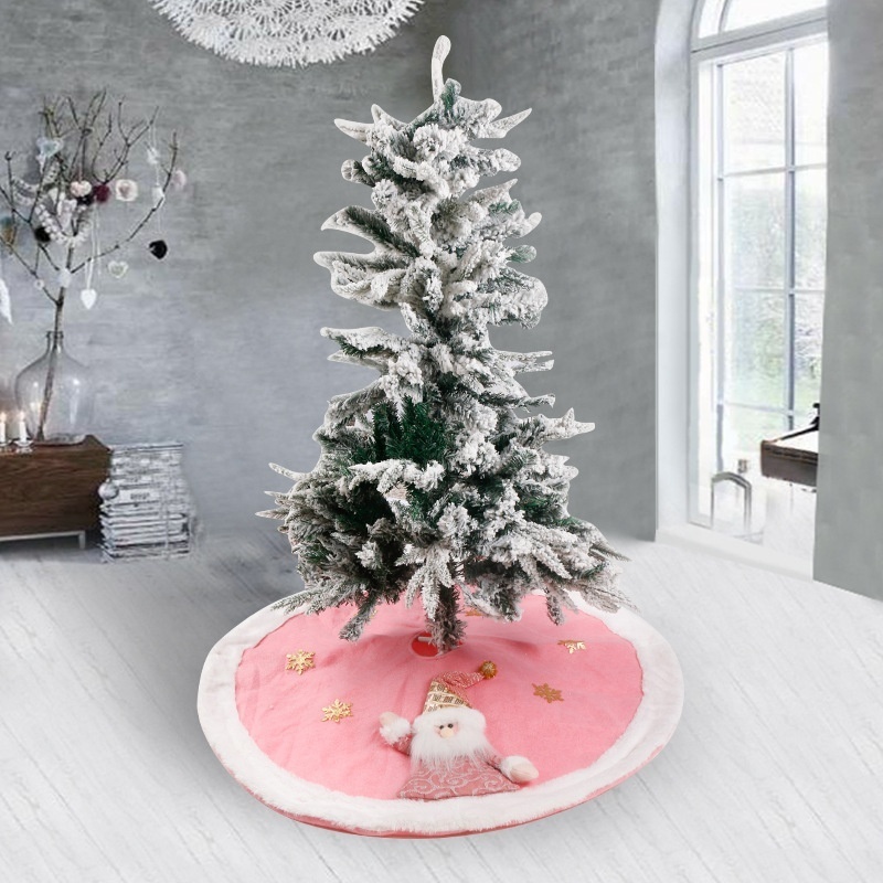 Hot-Selling Christmas Decorations Pink Three-Dimensional Santa Claus Snowman Snowflake Christmas Tree Skirt