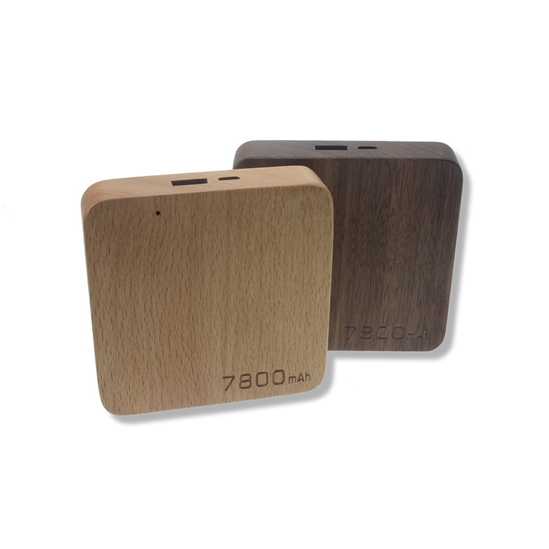 Digital Exports Custom Square Style 7800 Mah High Capacity portable Power bank Wood Mobile Phone Battery Power Bank