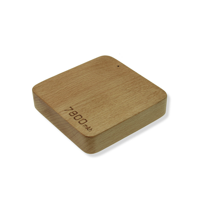 Digital Exports Custom Square Style 7800 Mah High Capacity portable Power bank Wood Mobile Phone Battery Power Bank