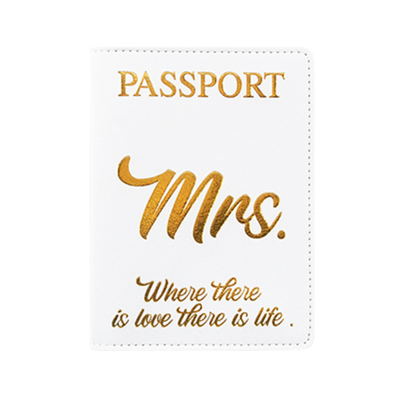 SW Bling passport cover and luggage tag Gold stamping Mr and Mrs Pu Leather Black And White Couple Travel Document Package