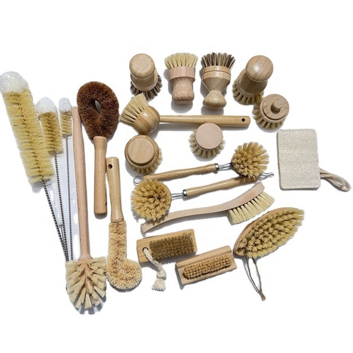 refill brush head kitchen cleaner natural tampico fibre beech wood dish brush palm bowl brushes