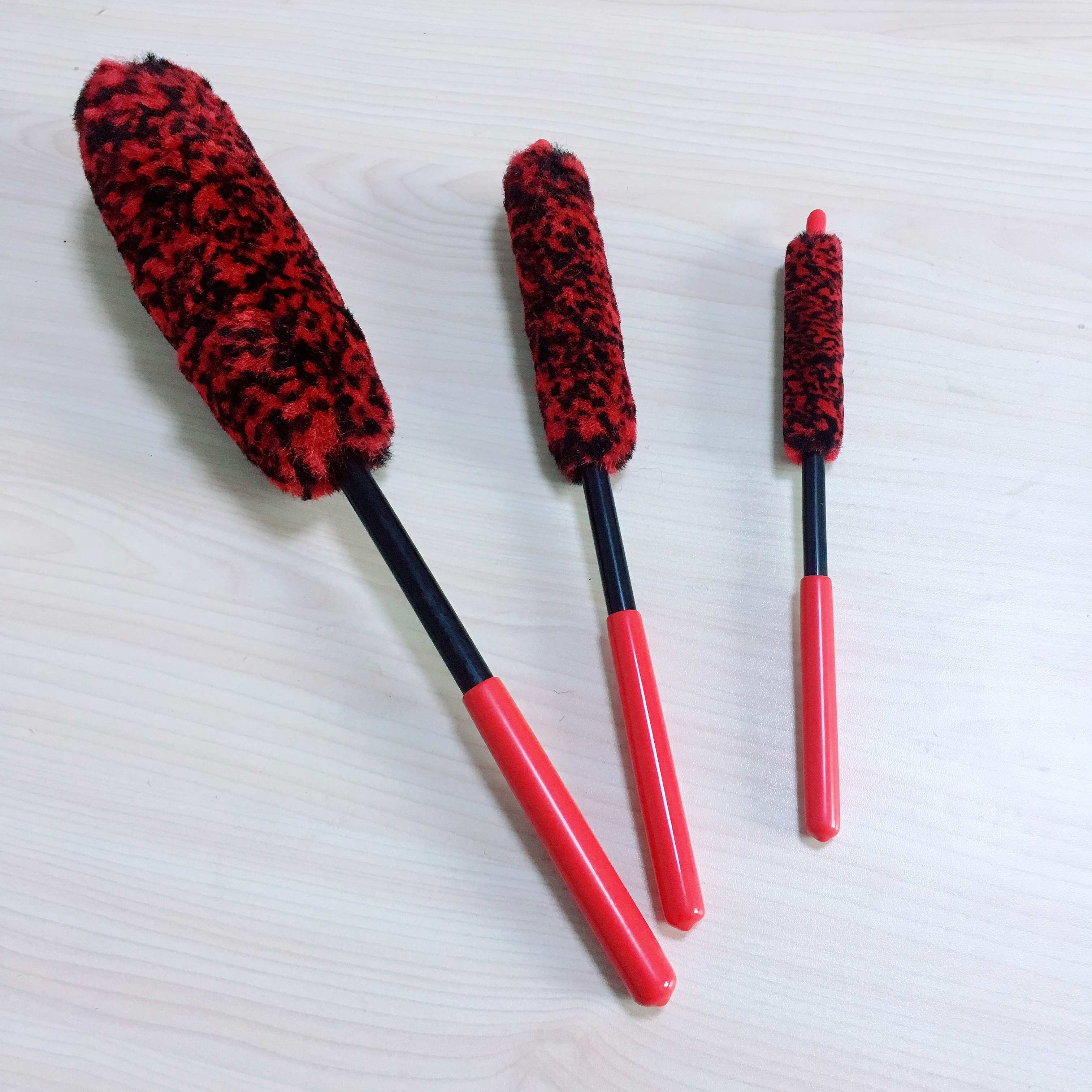 car detailing wool wheel cleaning brushes set for washing auto tyre rims woolen brush