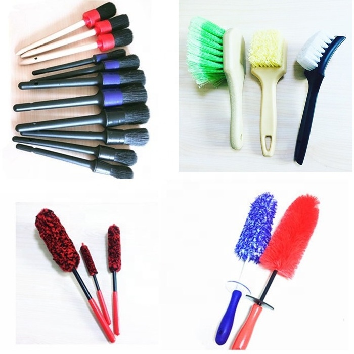 high quality woolies brushes set for cleaning auto car tyre wheel rim washing tool brush