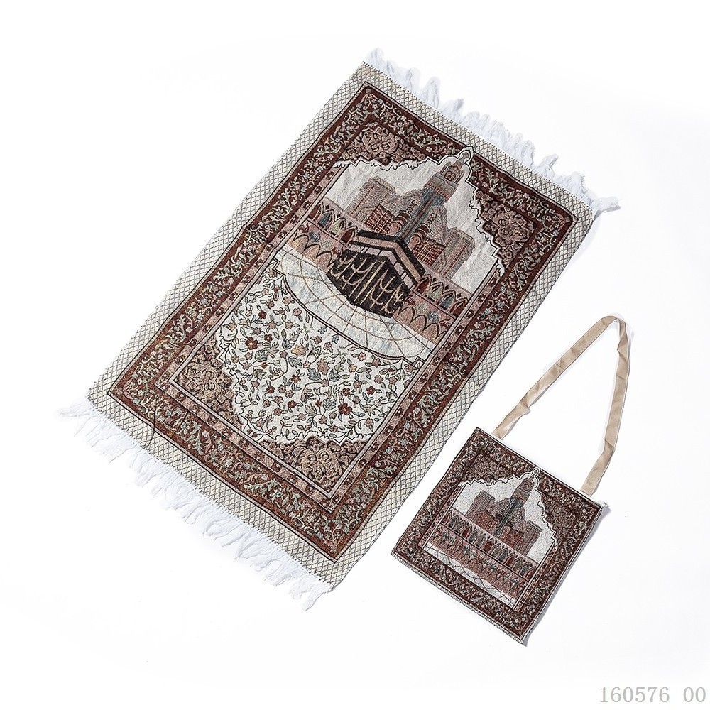 Luxury Arabic Ramadan Islamic   Foldable Travel Portable Pocket Muslim Prayer Rug Mat With Bag Muslim