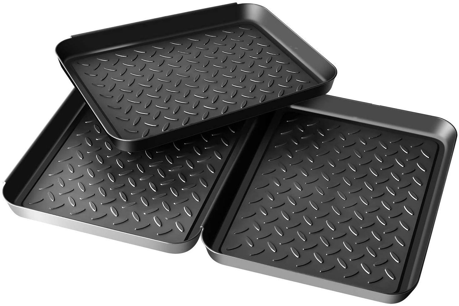 Hot Selling 3pc All Purpose Tray Boot Mat Tray for Floor Protection 3 Pack Small Black Shoe Mat Tray for Entryway Indoor