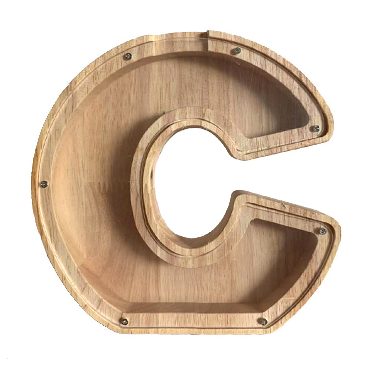 Customized Letters Coin wooden money bank Name Letter Shaped Money Saving Boxes Kids DIY Wooden Piggy Bank