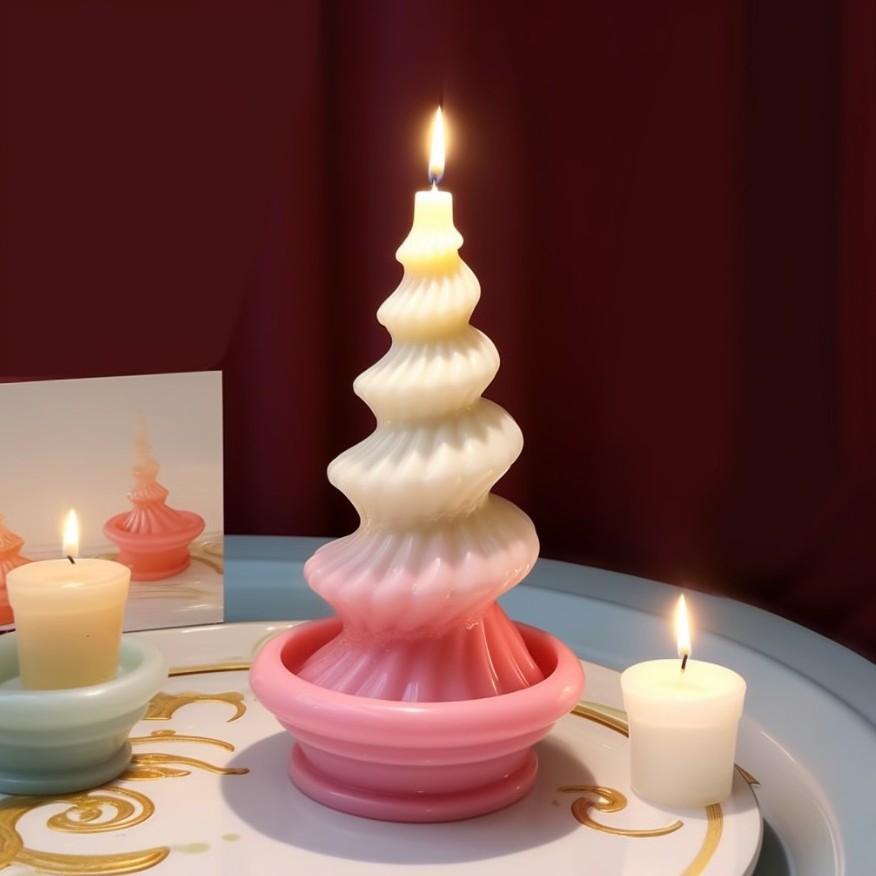 Custom Wishing Fountain Aromatherapy Candle Silicone Mold Unique Abstract Art Geometric Home Decoration Candles