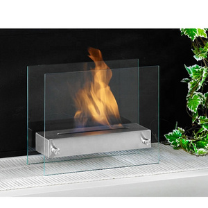 Professional design intelligent table style glass fire screen bio ethanol fireplace