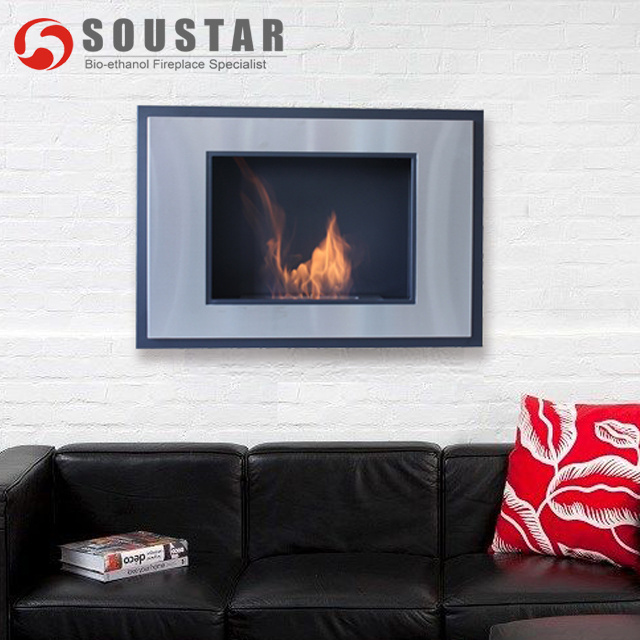 Indoor wall mounted ethanol heater fireplace insert