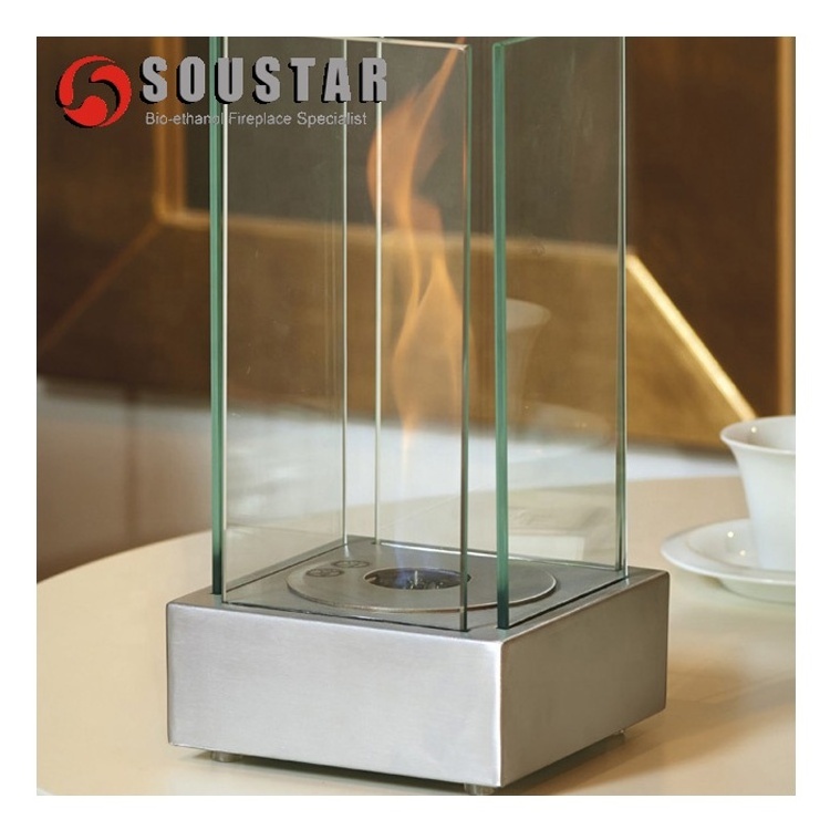 Stainless Steel square Table top ethanol fireplace