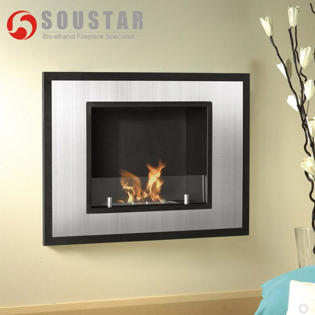 Indoor wall mounted ethanol heater fireplace insert