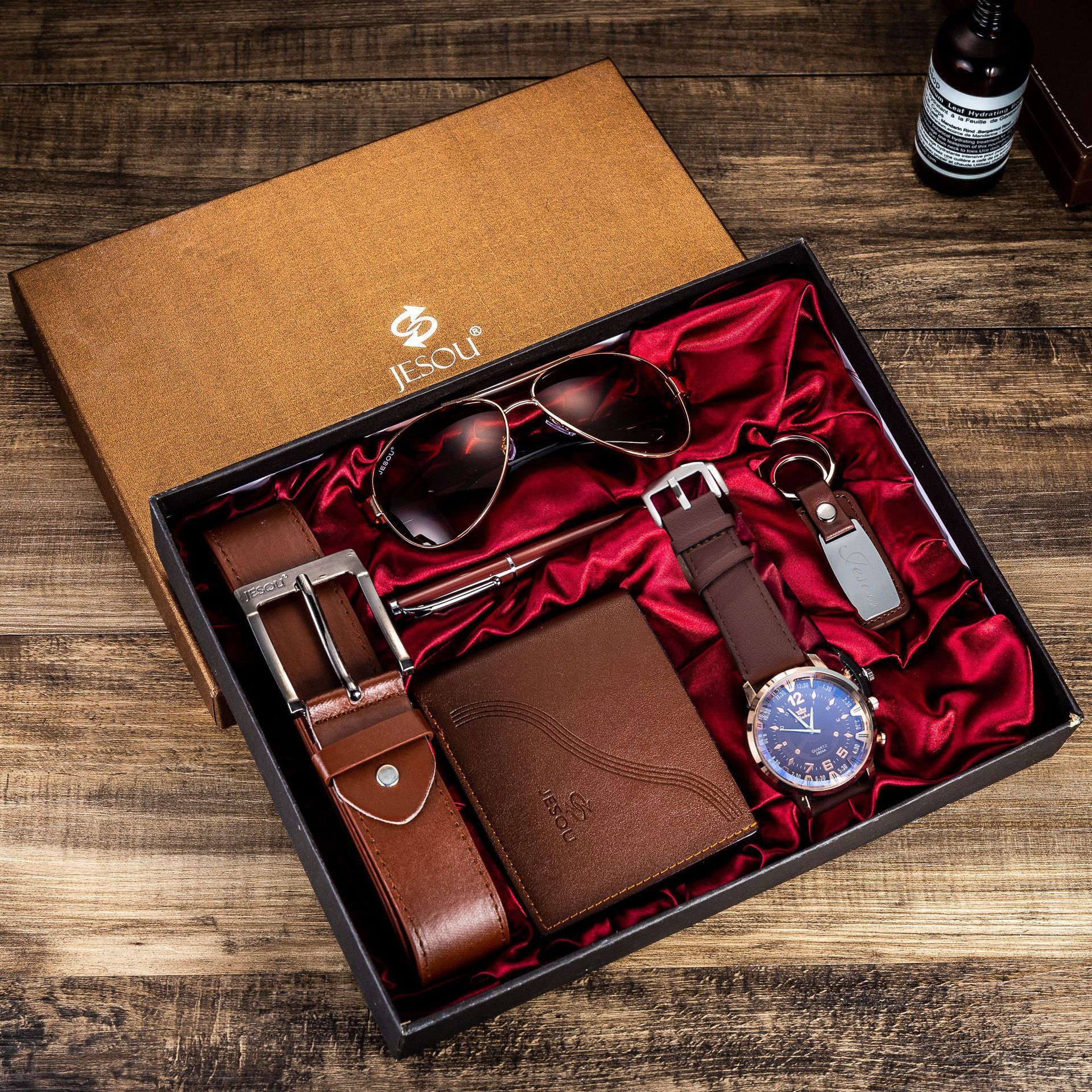 Men's Gift Set Exquisite Packaging Watch+Belt Wallet Creative Minimalist Combination Set -6pcs/set