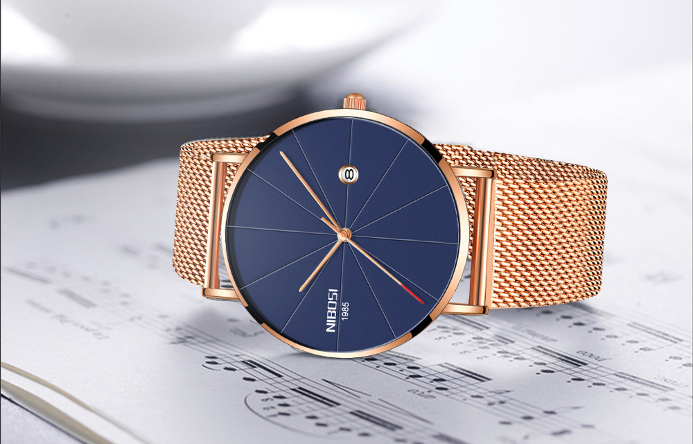 NIBOSI 2321 Blue Stainless Steel Ultra Thin Watches Men Classic Quartz Watches Luxury Date Men's Wrist Watch Relogio Masculino