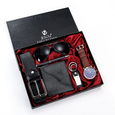 Men's Gift Set Exquisite Packaging Watch+Belt Wallet Creative Minimalist Combination Set -6pcs/set