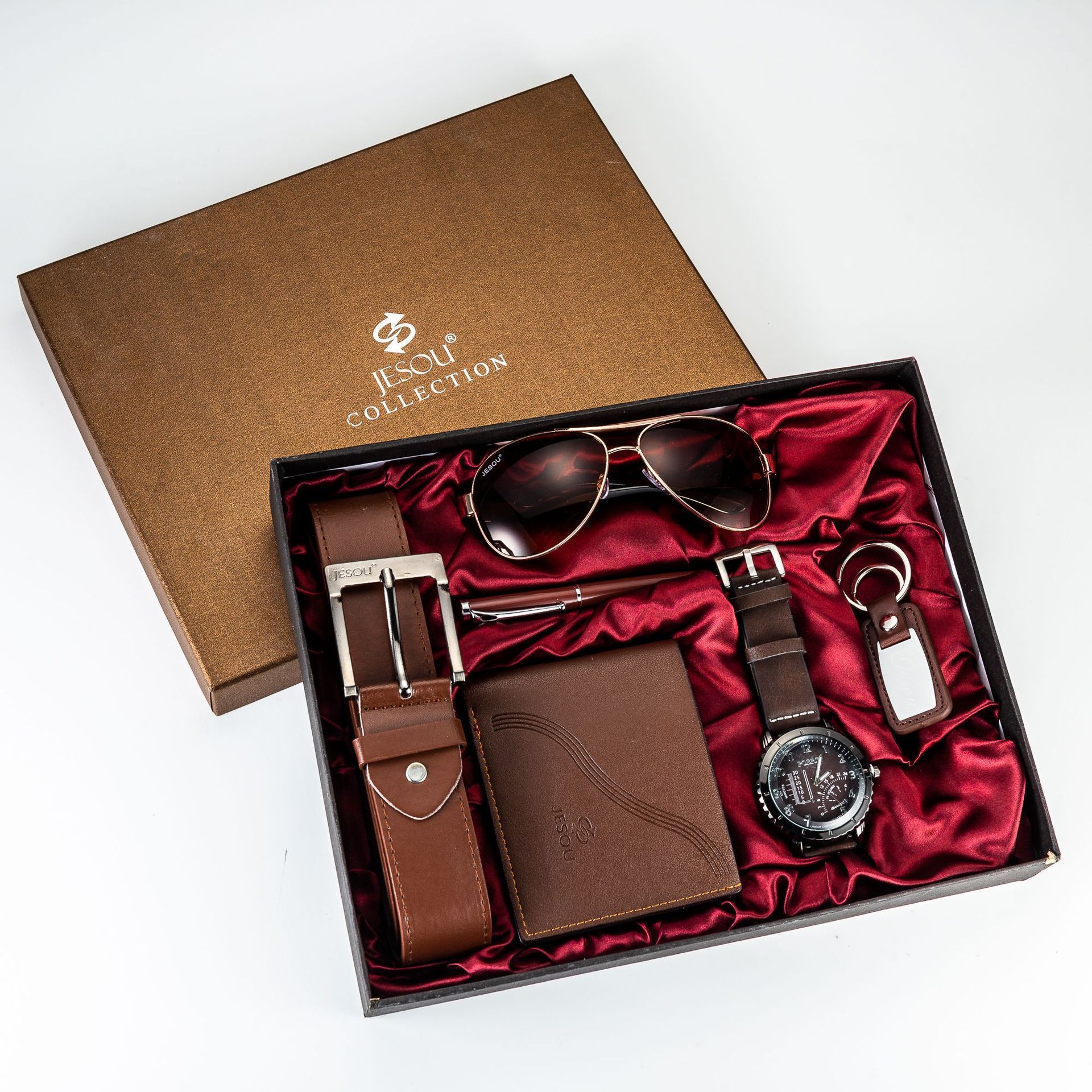 Men's Gift Set Exquisite Packaging Watch+Belt Wallet Creative Minimalist Combination Set -6pcs/set