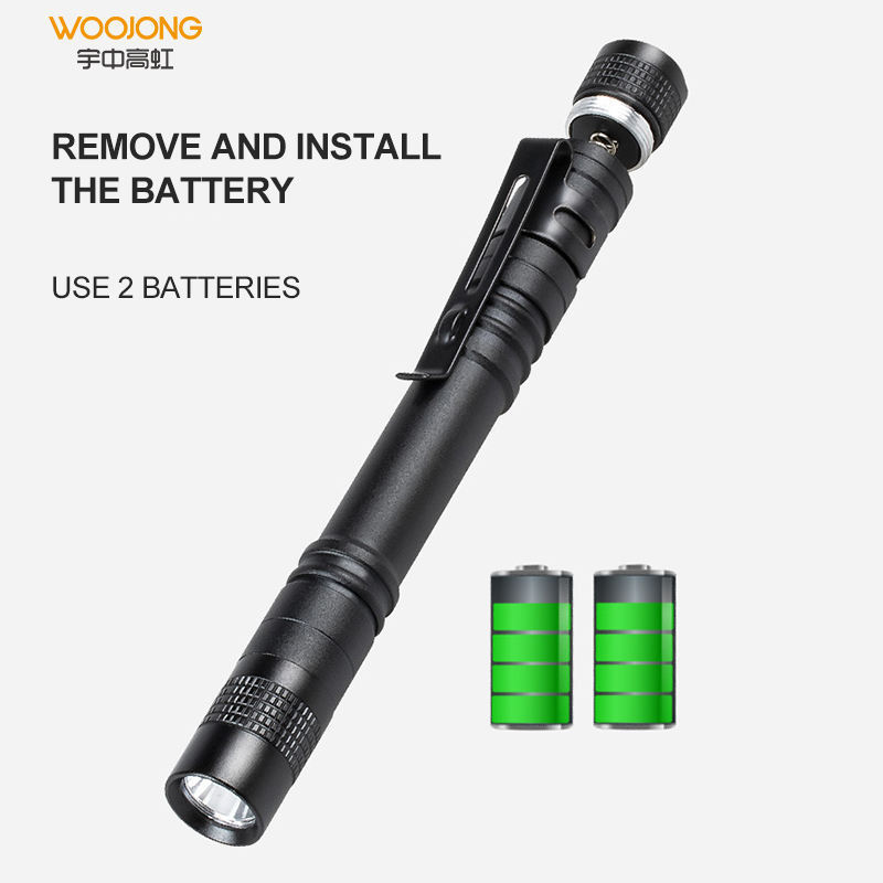 Woojong High Power Aluminium Alloy Pen Light Led Mini rechargeable Flashlights Torches keychain hand crank 1000 - 2999 pieces