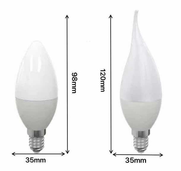 WOOJONG C37 Dimmable Candle Shape E14 LED Bulb 230v LED Lamp Replaces 60w Beam Angle 220 Degrees Energy Class F