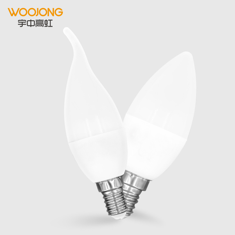 WOOJONG C37 Dimmable Candle Shape E14 LED Bulb 230v LED Lamp Replaces 60w Beam Angle 220 Degrees Energy Class F