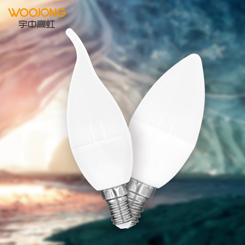 WOOJONG C37 Dimmable Candle Shape E14 LED Bulb 230v LED Lamp Replaces 60w Beam Angle 220 Degrees Energy Class F