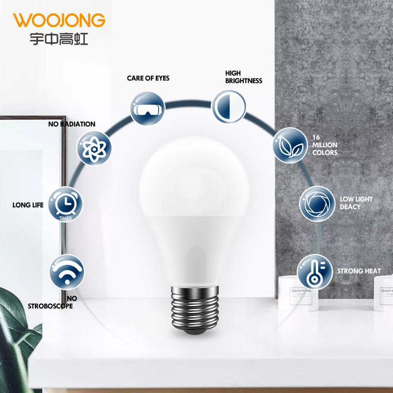 Woojong electric lighting 2700K-3000K A bulb 9W 12W 15W 18W bulbs led indoor lighting