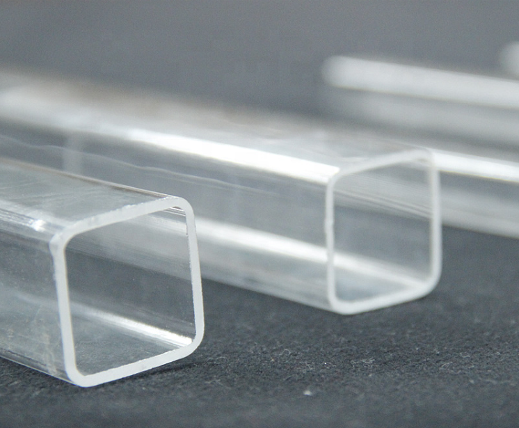 Clear Fused Silica Square Rectangular Opening Quartz Glass Tube Pipes